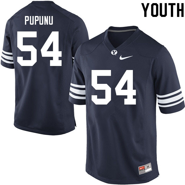 Youth #54 Kade Pupunu BYU Cougars College Football Jerseys Sale-Navy - Click Image to Close